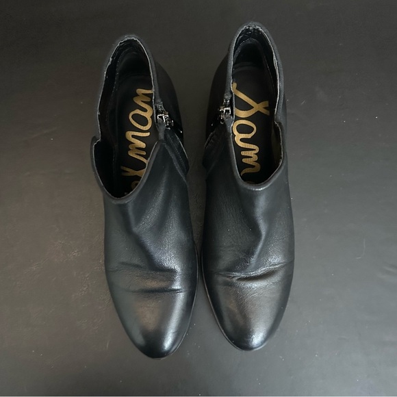 Sam Edelman Petty Leather Zippered Low Heel Ankle Bootie Black Size 7.5 M - Picture 8 of 13